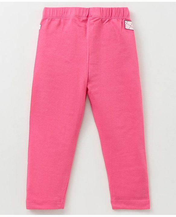 Babyhug Knitted Full Length Leggings Printed - Pink