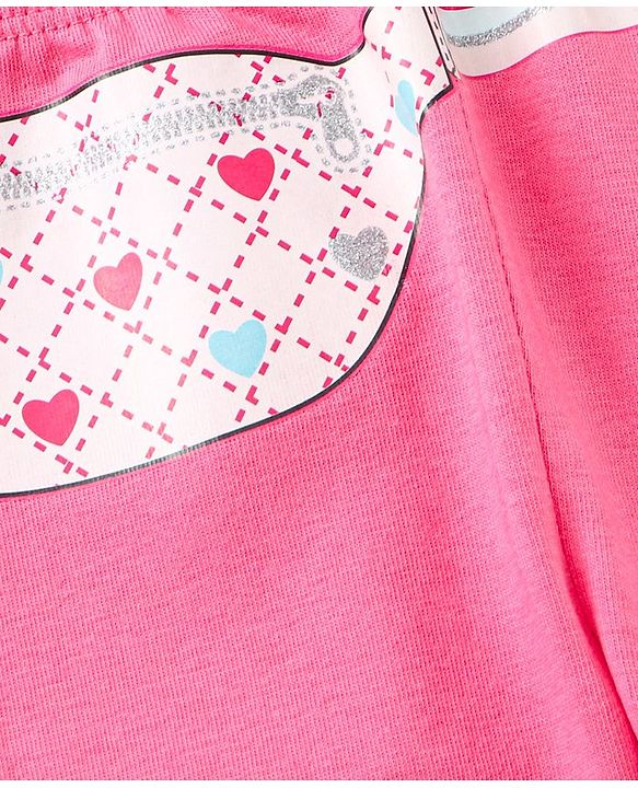 Babyhug Knitted Full Length Leggings Printed - Pink