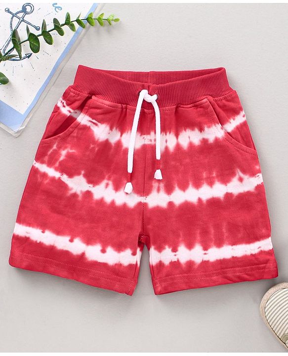 Babyhug Cotton Shorts Tie & Dye Print- Red