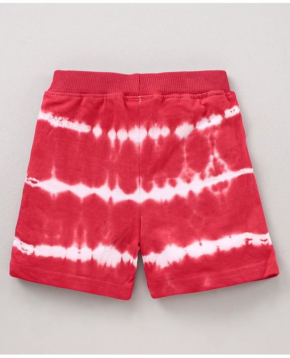 Babyhug Cotton Shorts Tie & Dye Print- Red