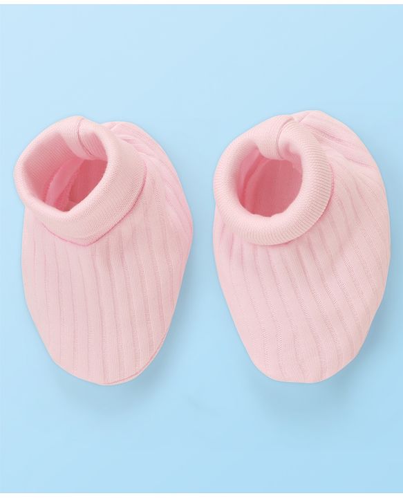Babyhug 100% Cotton Cap Mitten & Booties Set Solid & Embroidered Blue - Diameter 14 cm