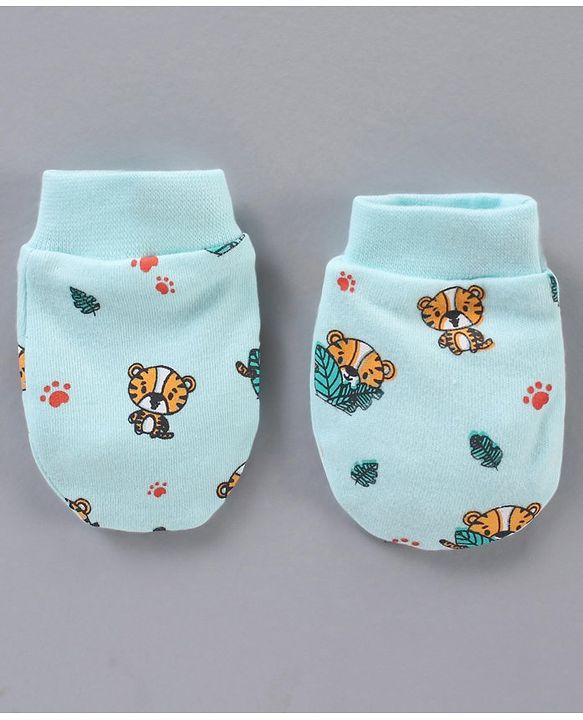 Babyhug 100% Cotton Cap Mitten & Booties Set - Diameter 12 cm