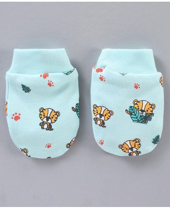 Babyhug 100% Cotton Cap Mitten & Booties Set - Diameter 12 cm