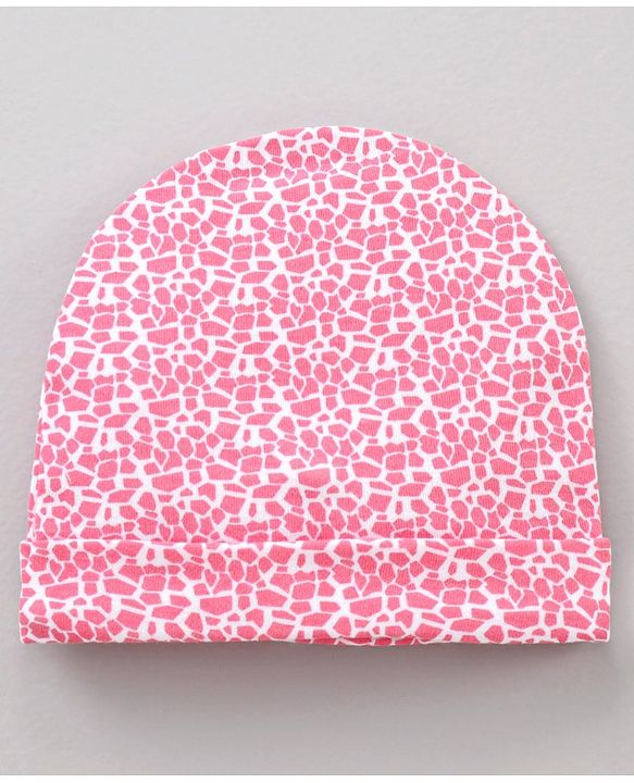Babyhug 100 % Cotton Caps Printed Pack Of 2 White Pink - Diameter 10.5 cm