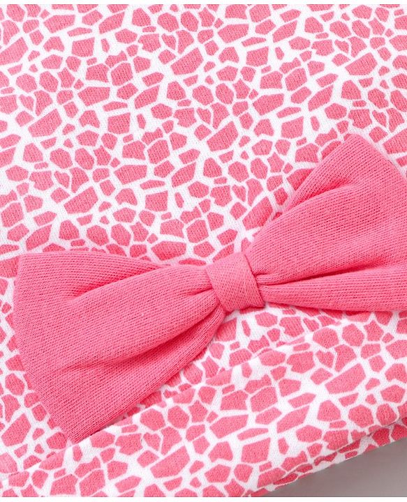 Babyhug 100 % Cotton Caps Printed Pack Of 2 White Pink - Diameter 10.5 cm