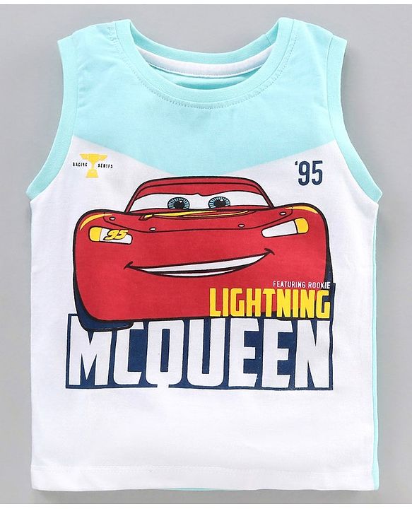 Babyhug Sleeveless T-Shirt Car Print - Blue White
