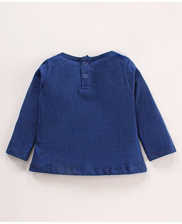 Babyhug 100% Cotton Knit Full Sleeves T-Shirt Fox Print - Navy