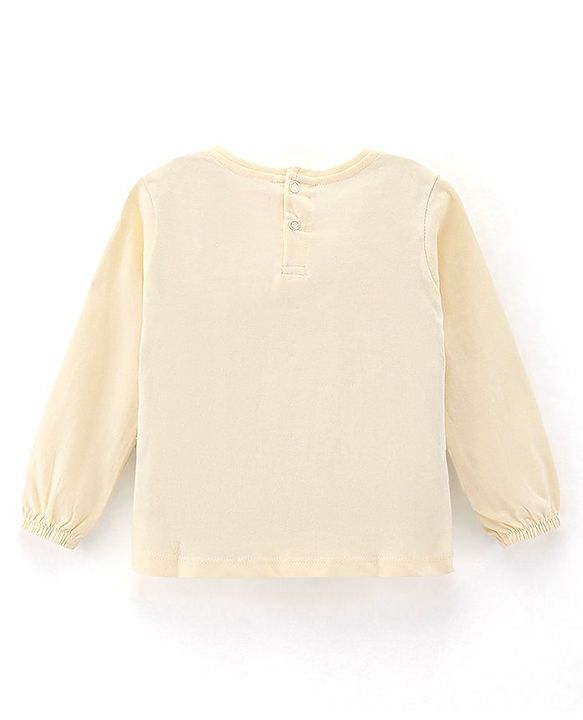 Babyhug Cotton Full Sleeves Frill Detailing T-Shirt Squirrel Print - Cream