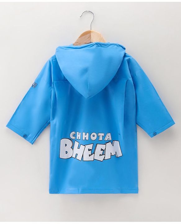 Babyhug Full Sleeves Hooded Raincoat Chhota Bheem Print - Blue