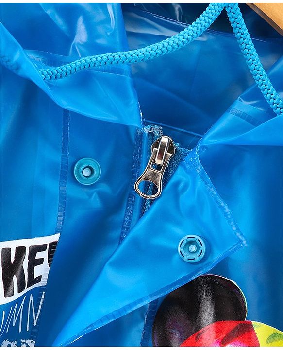 Babyhug Full Sleeves Hooded Raincoat Disney Mickey Print - Blue