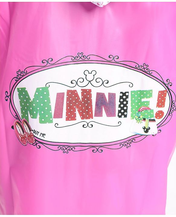 Babyhug Full Sleeves Hooded Raincoat Disney Minne Mouse Print - Purple
