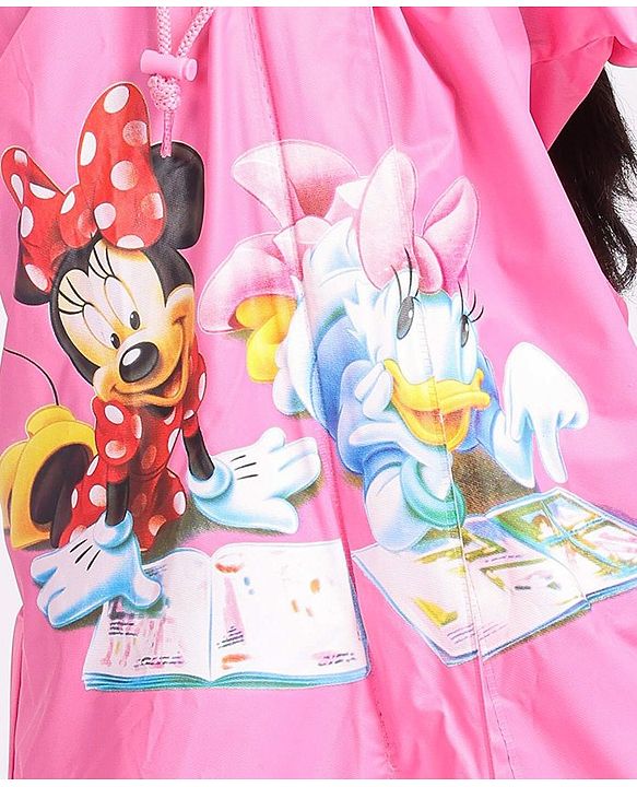 Babyhug Full Sleeves Hooded Raincoat Disney Minnie Print - Purple