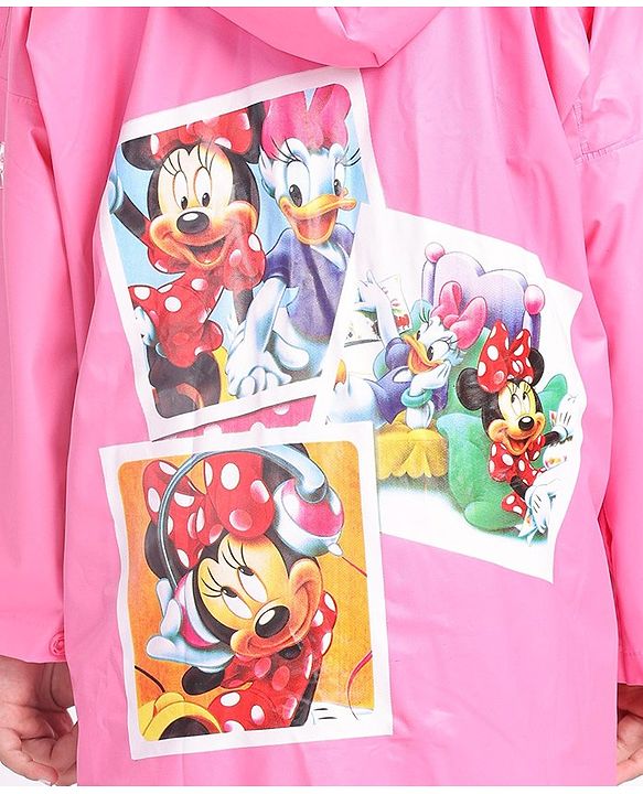 Babyhug Full Sleeves Hooded Raincoat Disney Minnie Print - Purple