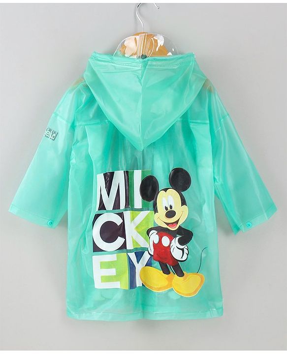 Babyhug Full Sleeves Hooded Raincoat Disney Micky Mouse & Friends Print - Sky Blue