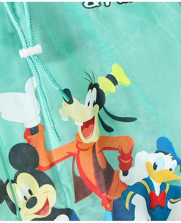 Babyhug Full Sleeves Hooded Raincoat Disney Micky Mouse & Friends Print - Sky Blue