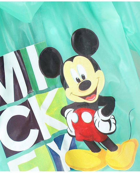 Babyhug Full Sleeves Hooded Raincoat Disney Micky Mouse & Friends Print - Sky Blue