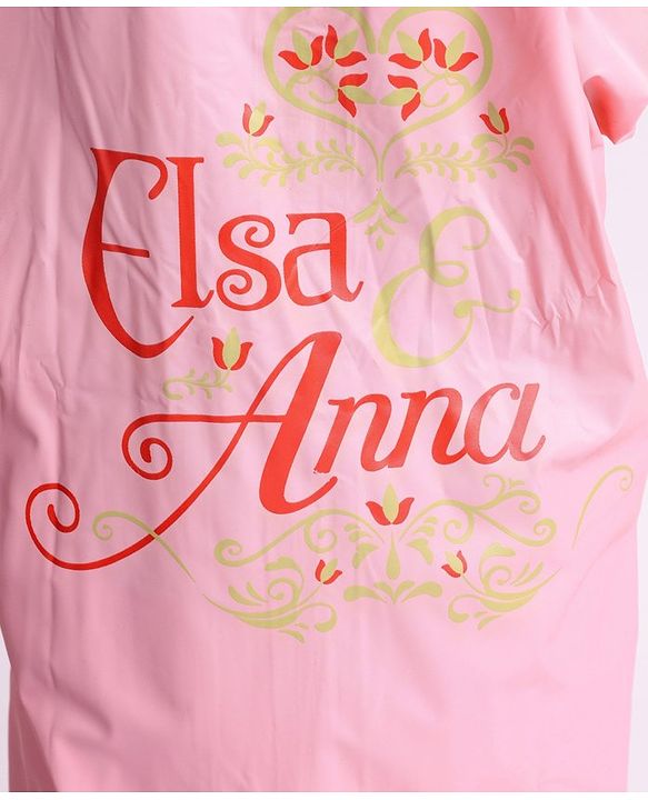 Babyhug PVC Full Sleeves Hooded Raincoat Disney Frozen Print - Pink