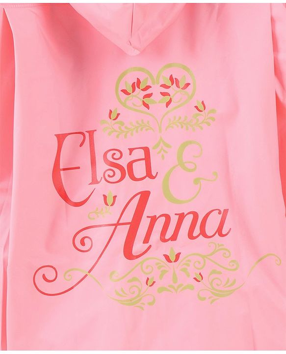 Babyhug PVC Full Sleeves Hooded Raincoat Disney Frozen Print - Pink
