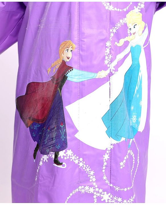 Babyhug Full Sleeves Hooded Raincoat Disney Princess Print - Purple
