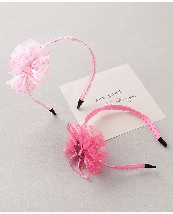 Babyhug Floral Hair Bands Pack Of 2 - Pink
