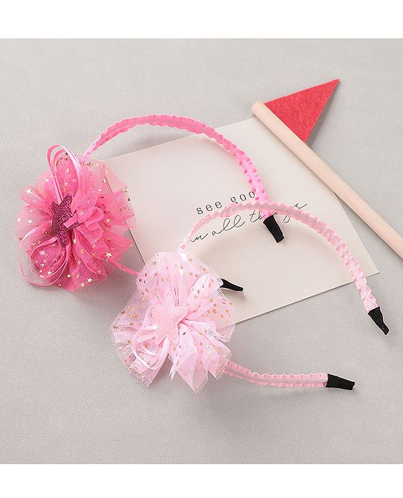 Babyhug Floral Hair Bands Pack Of 2 - Pink