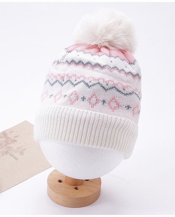 Babyhug Striped Woollen Cap Mutlicolour - Diameter 10 cm