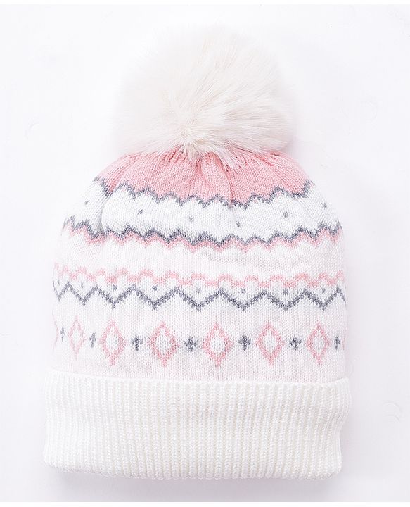 Babyhug Striped Woollen Cap Mutlicolour - Diameter 10 cm