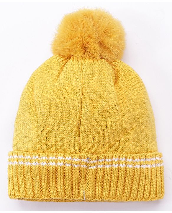 Babyhug Woollen Cap Car Print Yellow - Diameter 11 cm