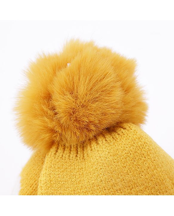 Babyhug Woollen Cap Car Print Yellow - Diameter 11 cm