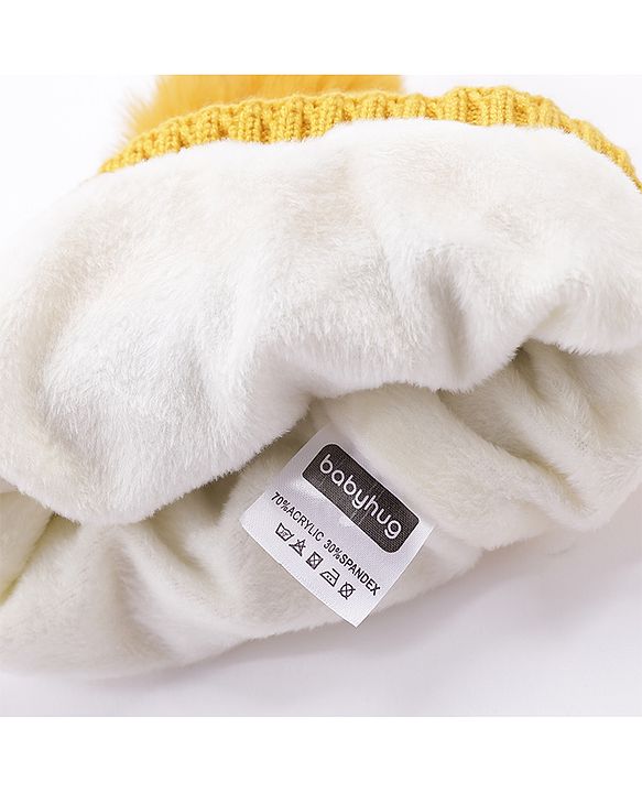 Babyhug Woollen Cap Car Print Yellow - Diameter 11 cm