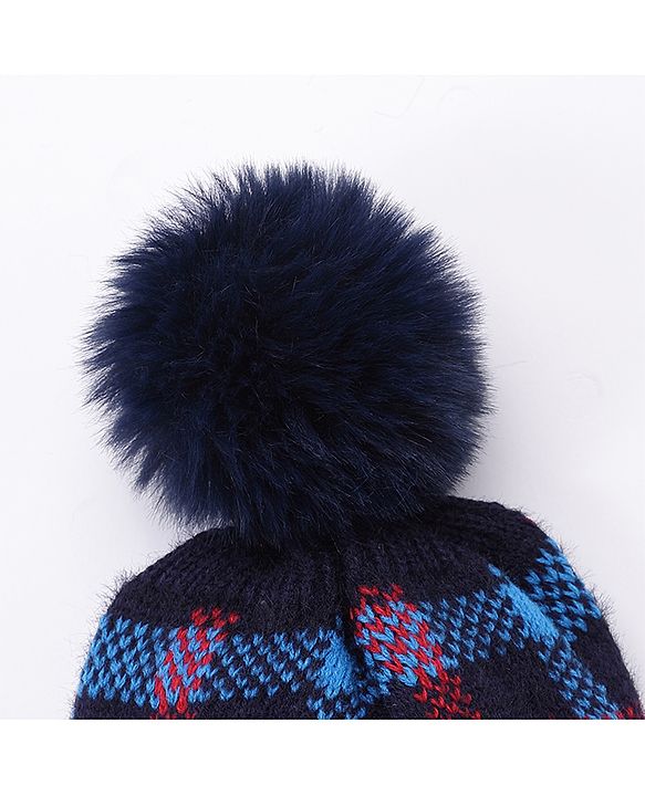 Babyhug Woollen Cap Gloves With Muffler Multicolour - Cap Diameter 8.5 cm
