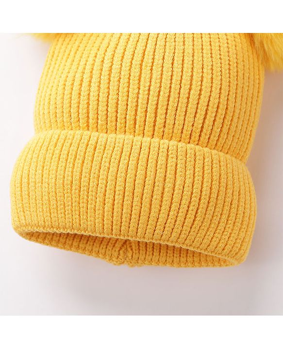 Babyhug Woollen Cap Gloves With Muffler - Yellow