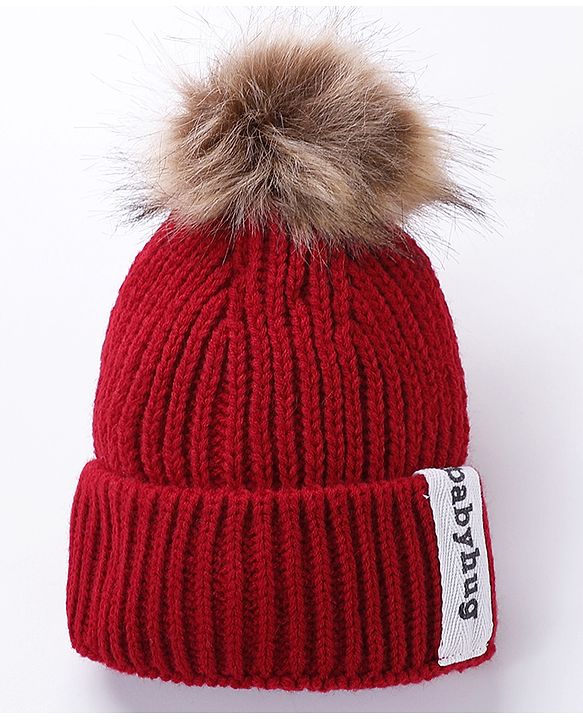 Babyhug Woollen Cap Gloves With Muffler Solid Red - Cap Diameter 10.5 cm