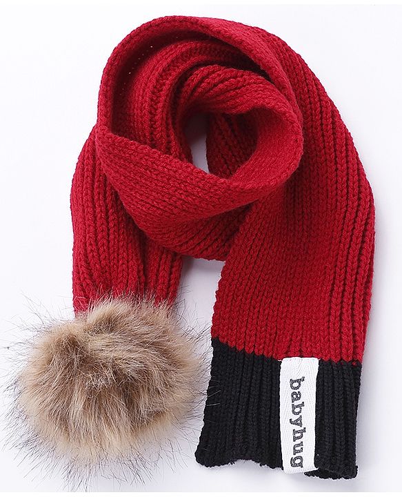 Babyhug Woollen Cap Gloves With Muffler Solid Red - Cap Diameter 10.5 cm