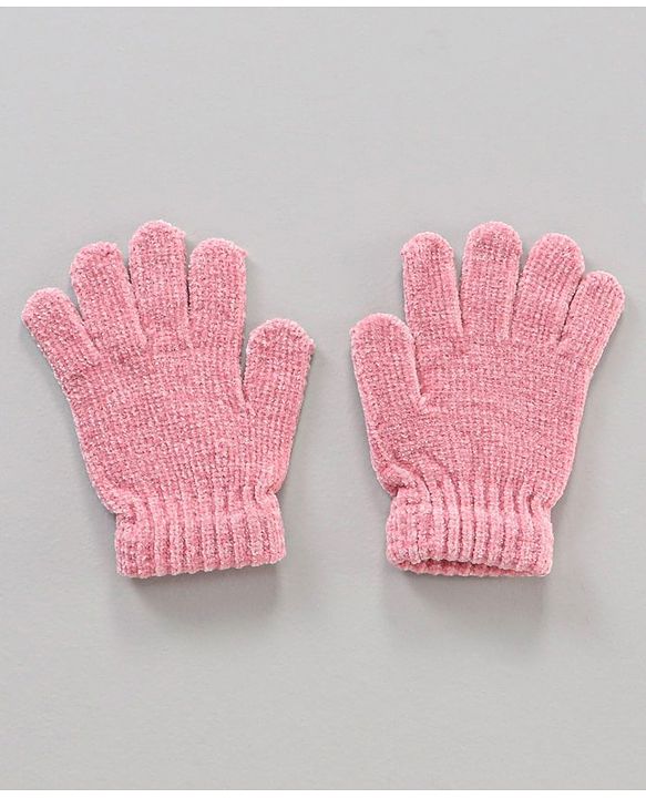 Babyhug Cotton Woollen Cap Muffler and Gloves Set Pink - Circumference 21 cm