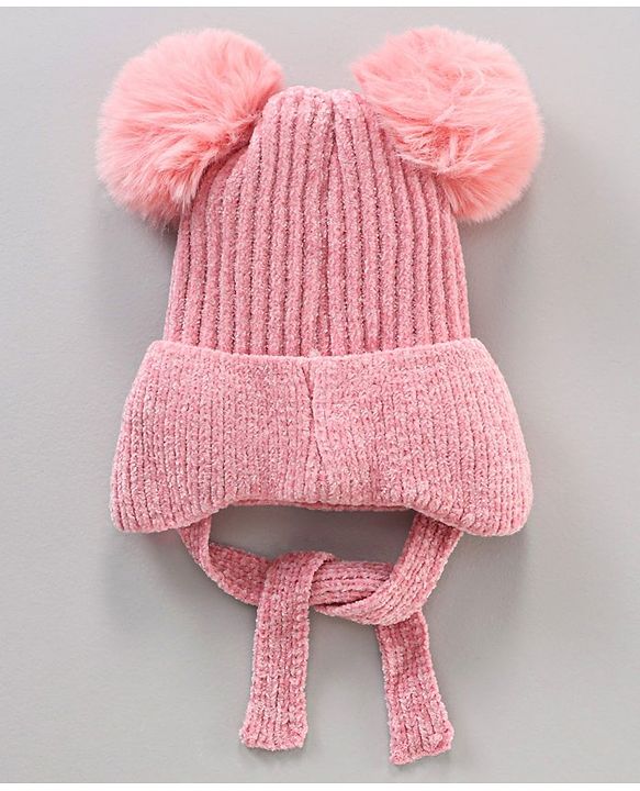 Babyhug Cotton Woollen Cap Muffler and Gloves Set Pink - Circumference 44 cm