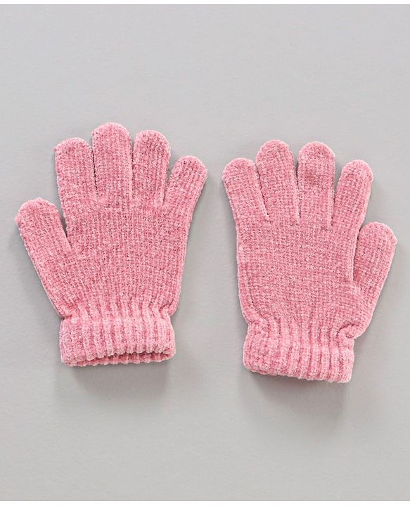 Babyhug Cotton Woollen Cap Muffler and Gloves Set Pink - Circumference 44 cm