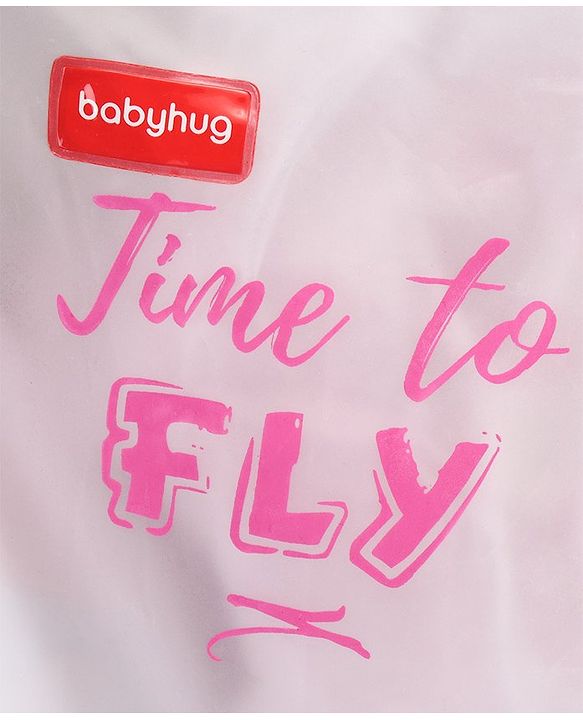 Babyhug Full Sleeves Hooded Raincoat Owl Print - Pink