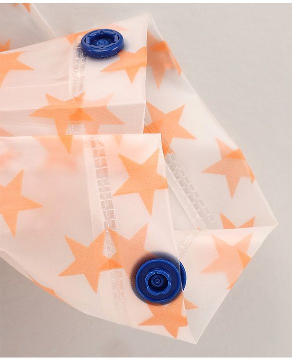 Babyhug Full Sleeves Hooded Raincoat Car Print - Orange