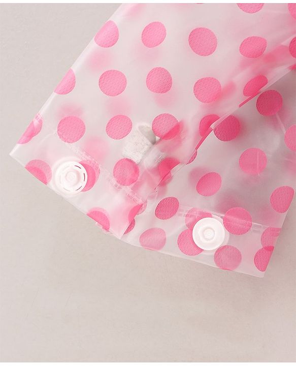 Babyhug Full Sleeves Hooded Raincoat Polka Dot Print - Pink