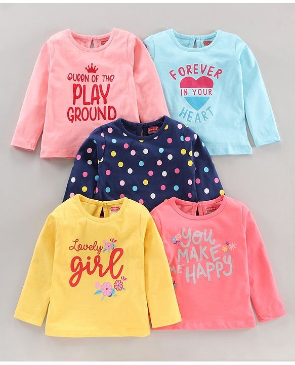 Babyhug Cotton Knit Full Sleeves Cotton T-Shirt Pack of 5 - Multicolor