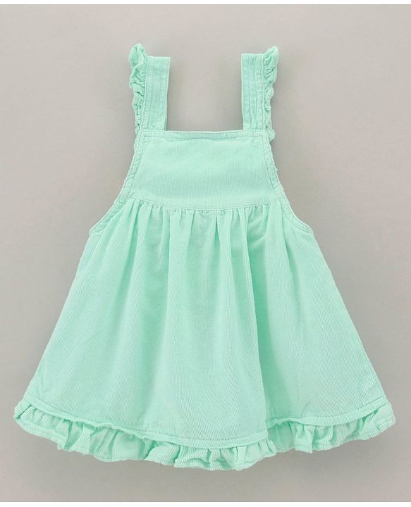 Babyhug 100% Cotton Frock with  Half Sleeves Inner Tee Floral Embroidery - Aqua Blue
