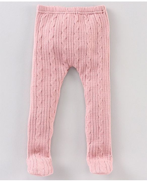 Babyhug Sweater Knit Booties Leggings - Pink