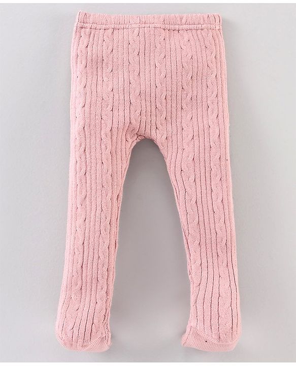 Babyhug Sweater Knit Booties Leggings - Pink