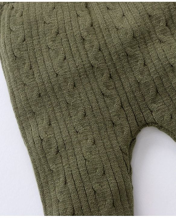 Babyhug Sweater Knit Bootie Leggings - Olive Green