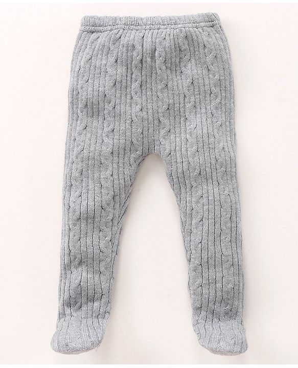 Babyhug Sweater Knit Bootie Leggings - Grey