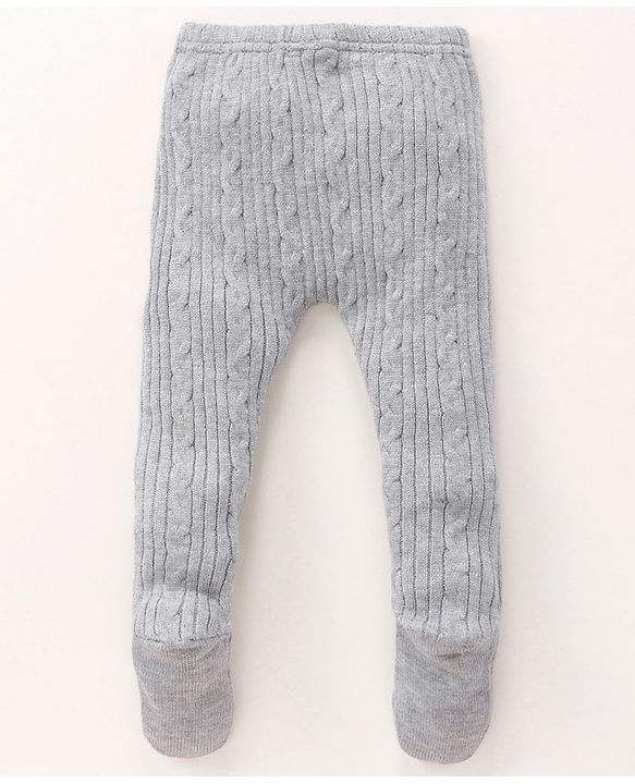Babyhug Sweater Knit Bootie Leggings - Grey