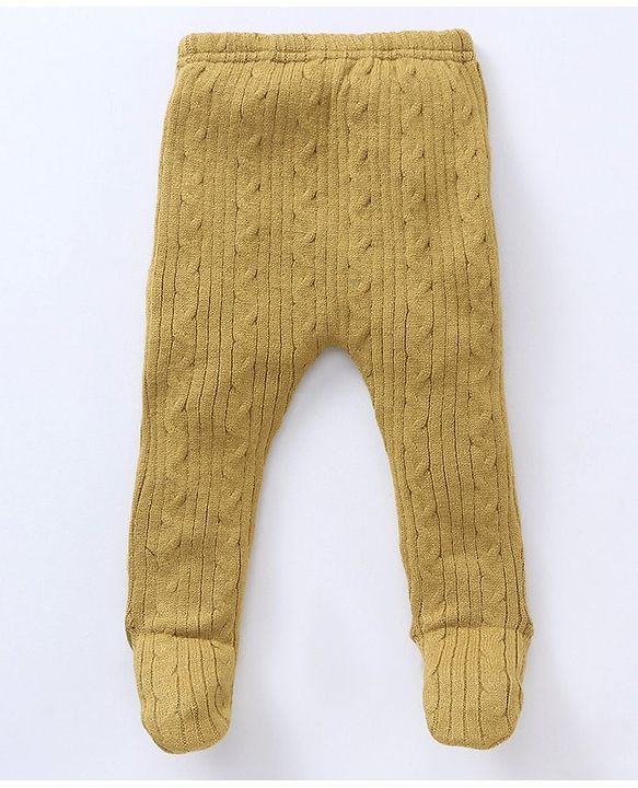 Babyhug Sweater Knit Bootie Leggings - Yellow