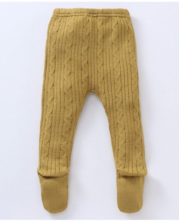 Babyhug Sweater Knit Bootie Leggings - Yellow