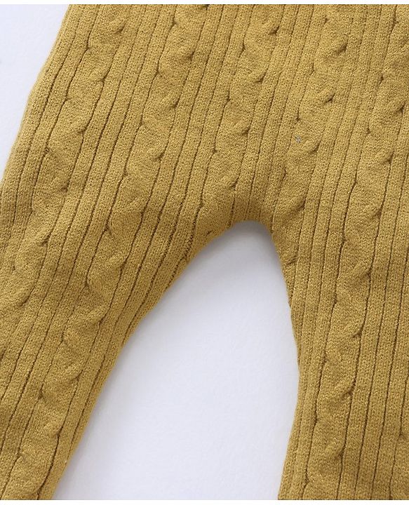 Babyhug Sweater Knit Bootie Leggings - Yellow